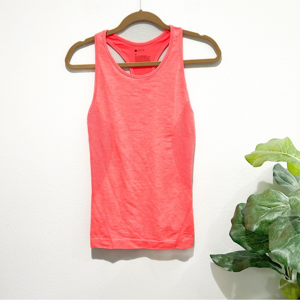 Zella seamless racerback workout tank neon orange M